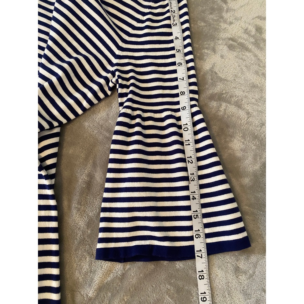 Sail to Sable Dress Sz L Navy White Striped Bell Sleeve Knit Nautical Coastal - Picture 10 of 10